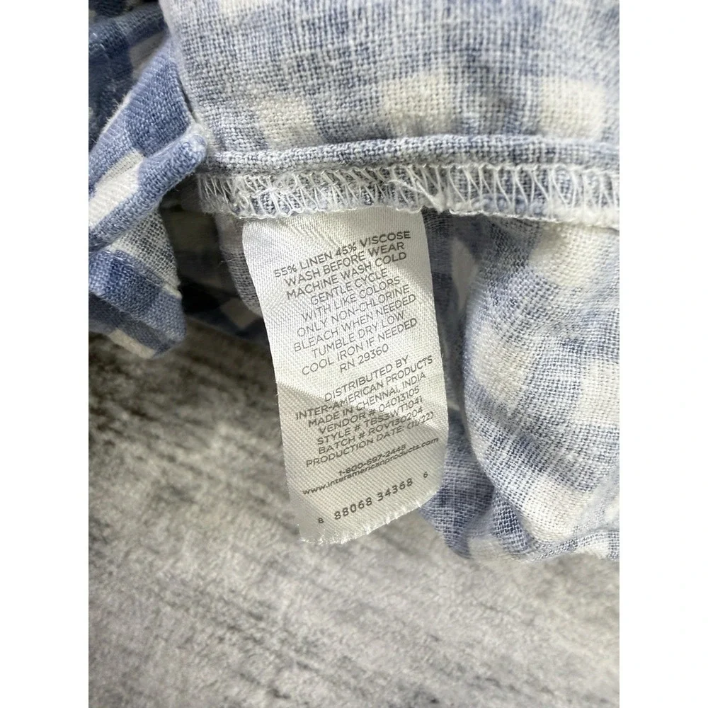 DIP Boy's Short Sleeve Linen Blend Gingham  Button Up Toddler Shirt Sz 3T Beachy